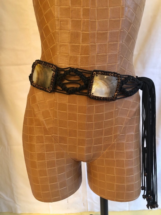 NWOT Embellished Abalone & Macrame Belt main image 4